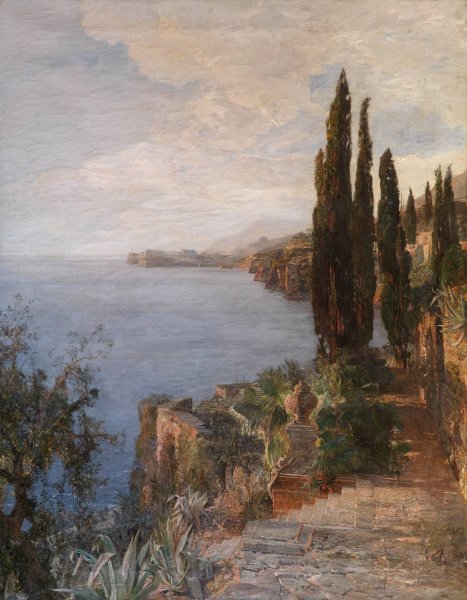 An der dalmatinischen Kuste bei Ragusa  by Emil Jakob Schindler - Hand-Painted Oil Painting Reproduction