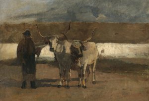 Bauer mit Ochsengespann by Emil Jakob Schindler Oil Painting