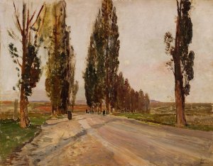 Boulevard of Poplars near Plankenberg Oil painting by Emil Jakob Schindler