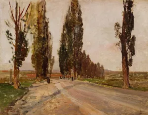 Boulevard of Poplars near Plankenberg by Emil Jakob Schindler Oil Painting