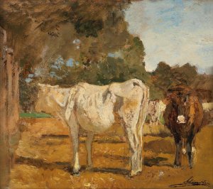 Cows by Emil Jakob Schindler Oil Painting