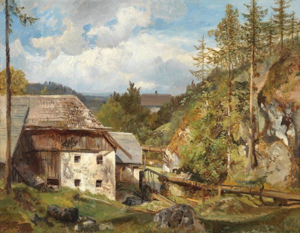 Die Muhle im Wald by Emil Jakob Schindler - Hand-Painted Oil Painting Reproduction