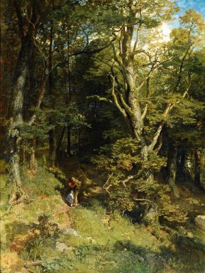 Embrace In The Forest by Emil Jakob Schindler Oil Painting