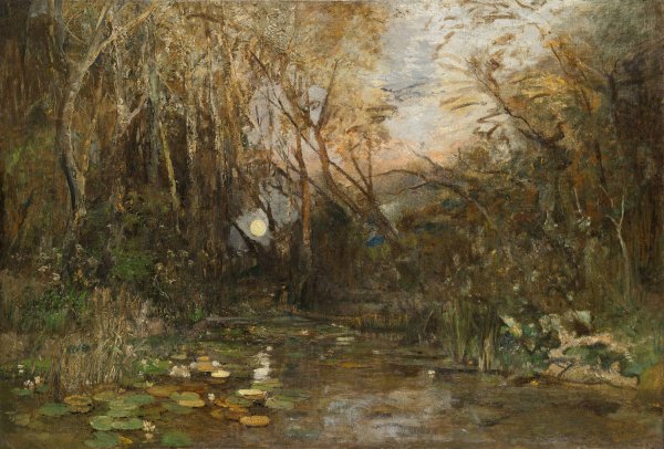Mondaufgang in der Praterau  by Emil Jakob Schindler - Hand-Painted Oil Painting Reproduction