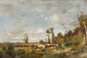 Weidendes Vieh in Holland by Emil Jakob Schindler Oil Painting