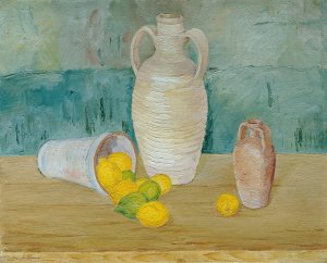 Stillleben mit Steinkrugen und Zitronen by Emil Kraus Oil Painting