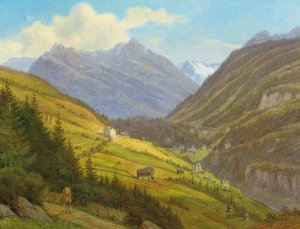 Scene from the Gasteinertal by Emil Ludwig Lohr Oil Painting