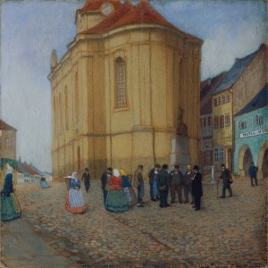 Kirche in Auscha by Emil Orlik Oil Painting