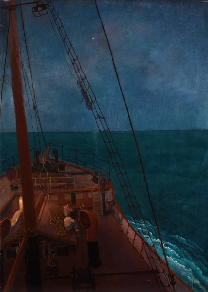 Nachtliche Fahrt im Mittelmeer by Emil Orlik - Hand-Painted Oil Painting Reproduction