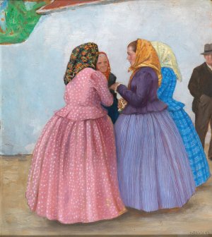 Slovak farmers by Emil Orlik Oil Painting