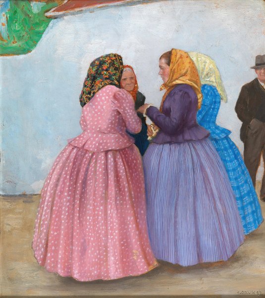 Slovak farmers  by Emil Orlik - Hand-Painted Oil Painting Reproduction