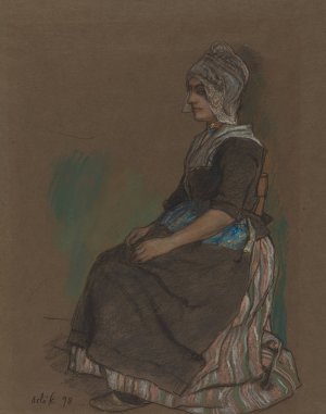 Volendam Girl In Costume by Emil Orlik Oil Painting