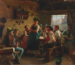 A Good Tale by Emil Rau Oil Painting