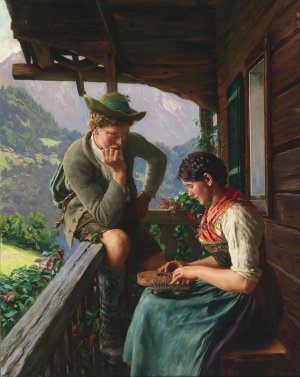 A Serenade by Emil Rau Oil Painting