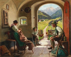 A Summer's Day in Tyrol by Emil Rau Oil Painting