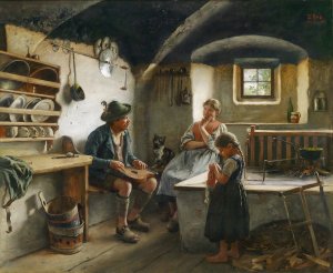 Der Zitherspieler by Emil Rau Oil Painting