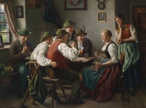 Die Verehrer by Emil Rau Oil Painting