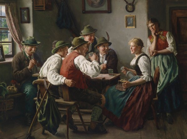 Die Verehrer by Emil Rau - Hand-Painted Oil Painting Reproduction