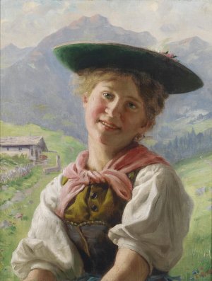 Dirndlkopf by Emil Rau Oil Painting
