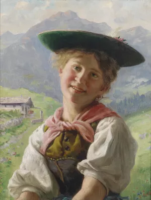 Dirndlkopf by Emil Rau Oil Painting