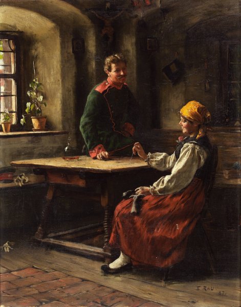 Main Product Photo of Officer with Peasant  Painting by Emil Rau