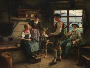 Rast des Jagers auf der Alm by Emil Rau Oil Painting