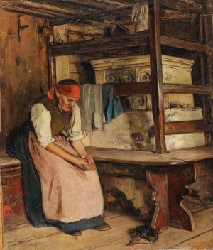 Am warmenden Ofen by Emil Strecker Oil Painting