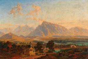 Salzburg mit dem Untersberg in der Ferne by Emil Theodor Richter Oil Painting