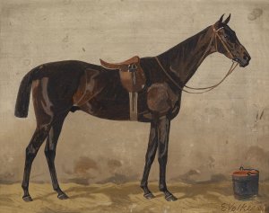 Brauner im Stall by Emil Volkers Oil Painting