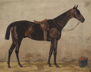 Brauner im Stall by Emil Volkers Oil Painting