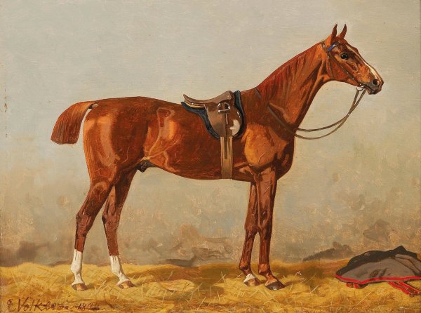 Main Product Photo of Chestnut in the Stable Painting by Emil Volkers