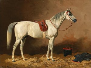 Grey in the Stable by Emil Volkers Oil Painting