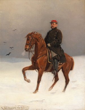 Mounted Soldier by Emil Volkers Oil Painting