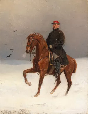 Mounted Soldier by Emil Volkers Oil Painting