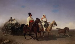 The Gypsy Caravan by Emil Volkers - Oil Painting Reproduction
