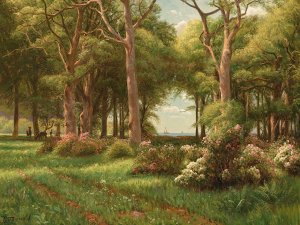 En Sommerdag I Skoven, Naer Havet by Emil Wennerwald Oil Painting