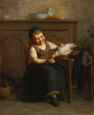 Birds Of A Feather by Emile-Auguste Hublin Oil Painting
