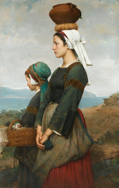 Main Product Photo of Le Chemin Du Marche, Finistere  Painting by Emile-Auguste Hublin