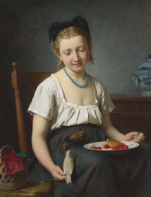 Le Gouter by Emile-Auguste Hublin Oil Painting
