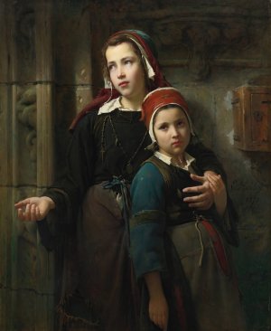 Sisters by Emile-Auguste Hublin Oil Painting