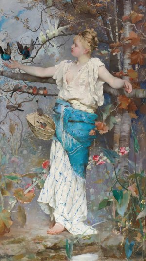 Autumn Fantasy by Emile-Auguste Pinchart Oil Painting