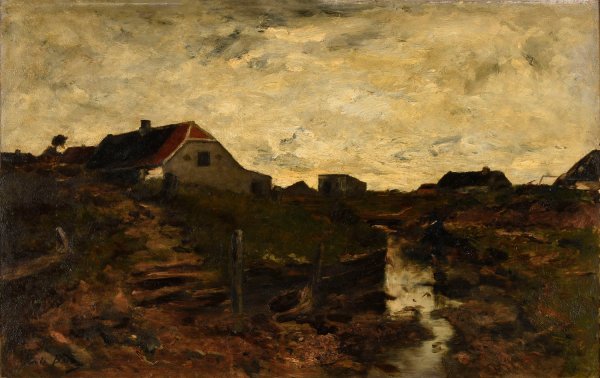 Chaumieres dans les dunes a Skagen  by Emile Barau - Hand-Painted Oil Painting Reproduction