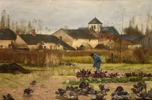 Jardinage d'automne Oil painting by Emile Barau