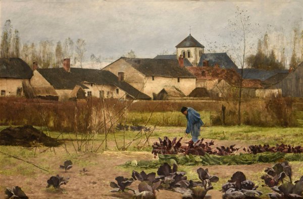 Jardinage d'automne by Emile Barau - Hand-Painted Oil Painting Reproduction