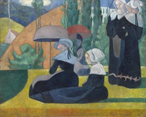 Breton Women with Umbrellas by Emile Bernard Oil Painting