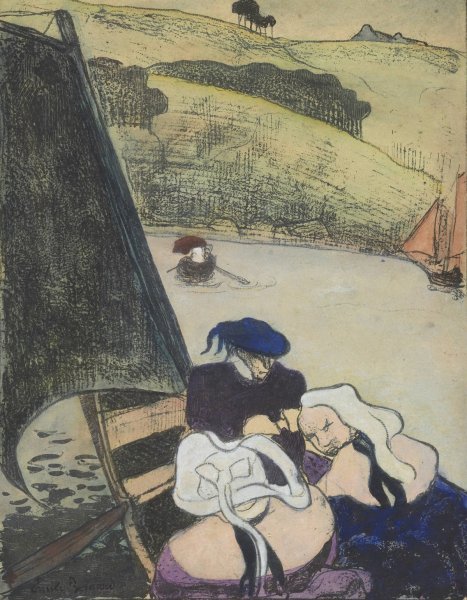 Main Product Photo of Bretons dans une barque  Painting by Emile Bernard