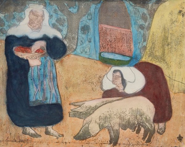 Main Product Photo of Femmes Au Porcs  Painting by Emile Bernard