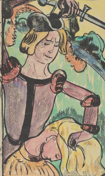 Main Product Photo of He Takes Her By Her Long Beautiful Hair  Painting by Emile Bernard