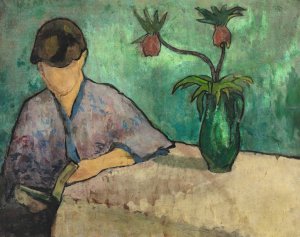 Jeune femme lisant en kimono by Emile Bernard Oil Painting