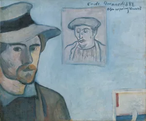 Self-portrait with portrait of Gauguin by Emile Bernard Oil Painting